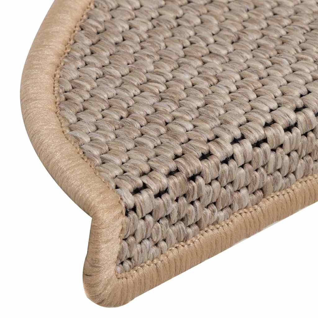 Stair Mats Self-adhesive Sisal-Look 15pcs 56x17x3cm Light Beige