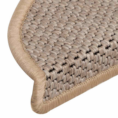 Stair Mats Self-adhesive Sisal-Look 15 pcs 56x17x3 cm Light Beige