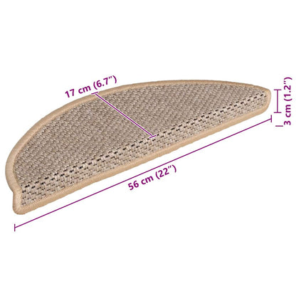 Stair Mats Self-adhesive Sisal-Look 15pcs 56x17x3cm Light Beige