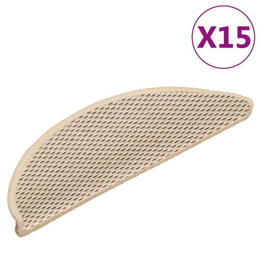 326869 vidaXL Stair Mats Self-adhesive Sisal-Look 15 pcs 56x17x3 cm Berber