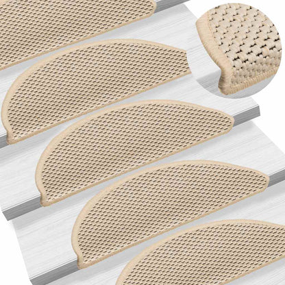 Stair Mats Self-adhesive Sisal-Look 15 pcs 56x17x3 cm Berber