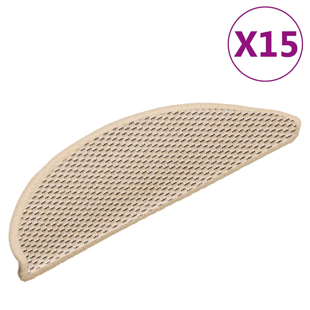 Stair Mats Self-adhesive Sisal-Look 15 pcs 56x17x3 cm Berber