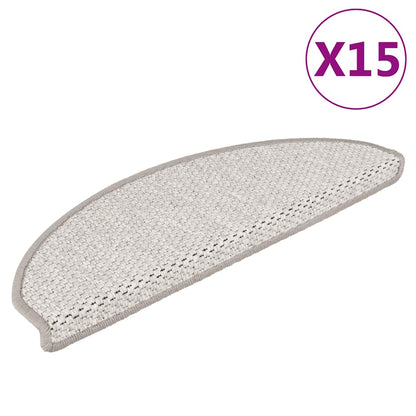 Stair Mats Self-adhesive Sisal-Look 15 pcs 65x21x4 cm Platina