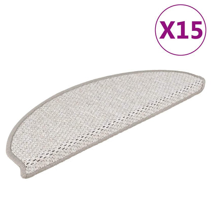 Stair Mats Self-adhesive Sisal-Look 15 pcs 65x21x4 cm Platina