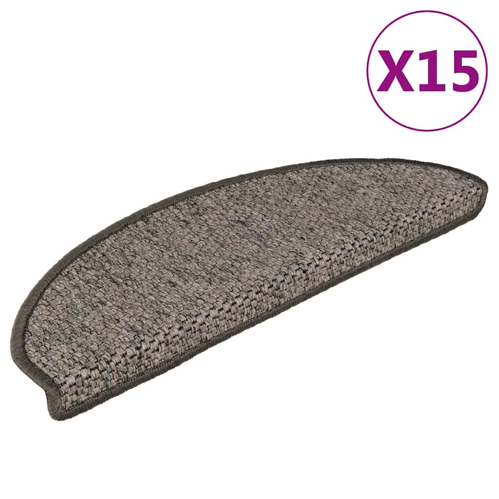 Stair Mats Self-adhesive Sisal-Look 15 pcs 65x21x4 cm Grey and Beige