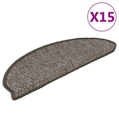 Stair Mats Self-adhesive Sisal-Look 15 pcs 65x21x4 cm Grey and Beige