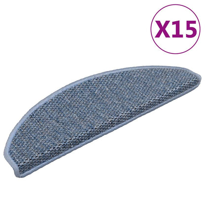 Stair Mats Self-adhesive Sisal-Look 15 pcs 65x21x4 cm Blue