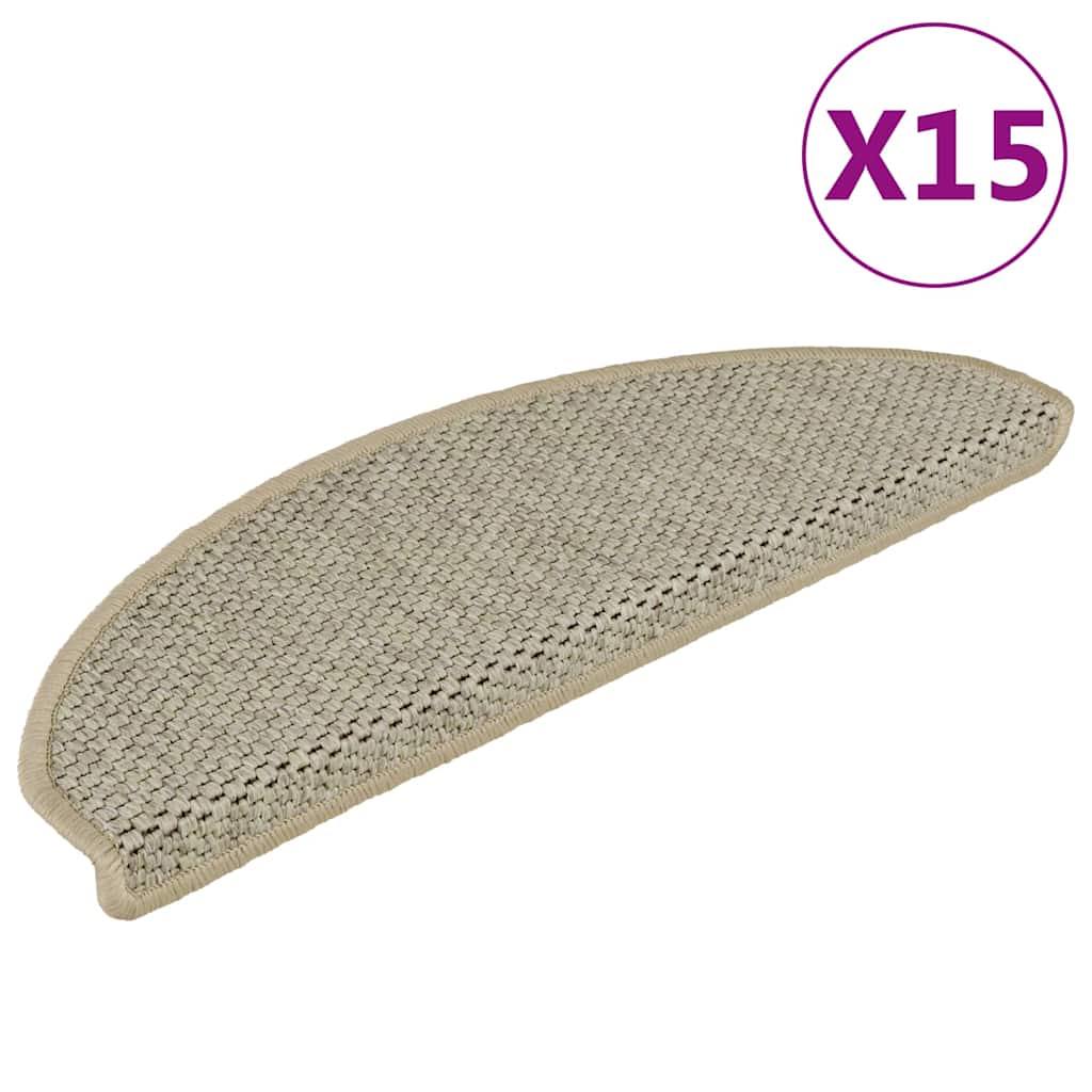 Stair Mats Self-adhesive Sisal-Look 15pcs 65x21x4cm Light Green