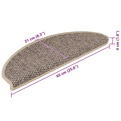 Stair Mats Self-adhesive Sisal-Look 15 pcs 65x21x4 cm Dark Beige