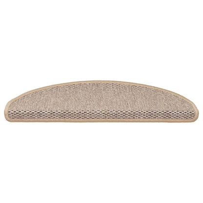 Stair Mats Self-adhesive Sisal-Look 15pcs 65x21x4cm Light Beige