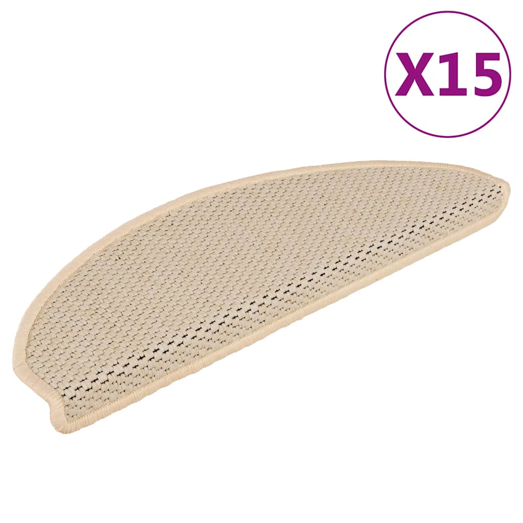 Stair Mats Self-adhesive Sisal-Look 15 pcs 65x21x4 cm Berber
