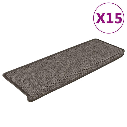 Stair Mats Self-adhesive Sisal-Look 15 pcs 65x21x4cm Grey&Beige