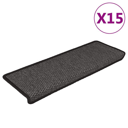 Stair Mats Self-adhesive Sisal-Look 15 pcs 65x21x4cm Anthracite