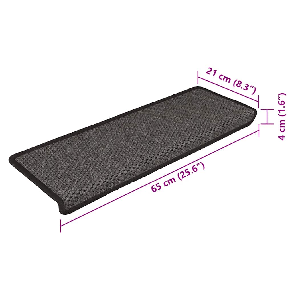Stair Mats Self-adhesive Sisal-Look 15 pcs 65x21x4 cm Anthracite