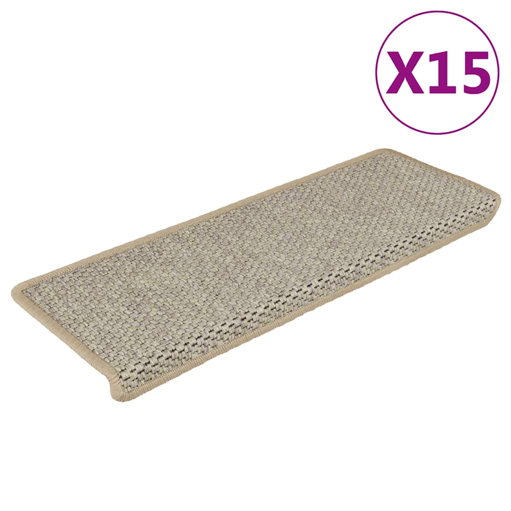 Stair Mats Self-adhesive Sisal-Look 15 pcs 65x21x4 cm Light Green