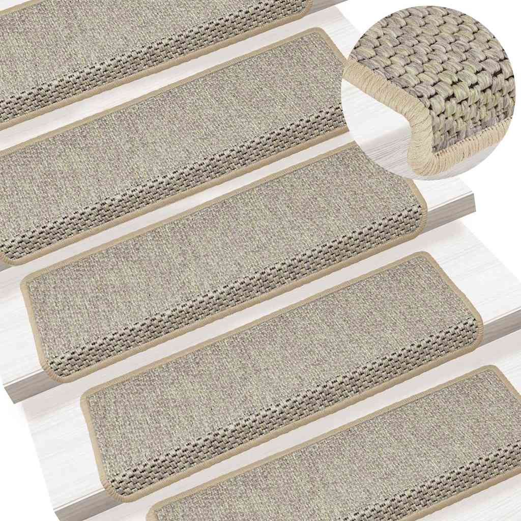 Stair Mats Self-adhesive Sisal-Look 15pcs 65x21x4cm Light Green