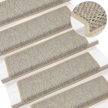 Stair Mats Self-adhesive Sisal-Look 15pcs 65x21x4cm Light Green