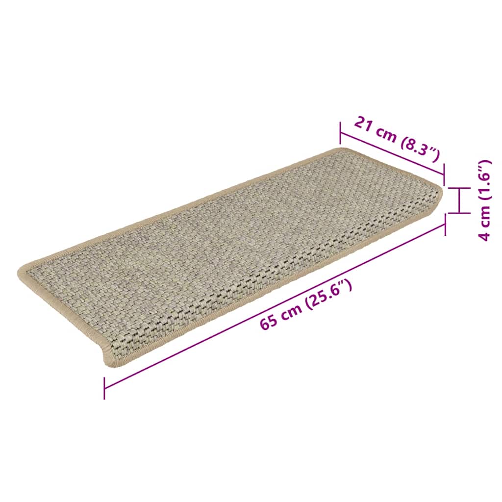 Stair Mats Self-adhesive Sisal-Look 15 pcs 65x21x4 cm Light Green