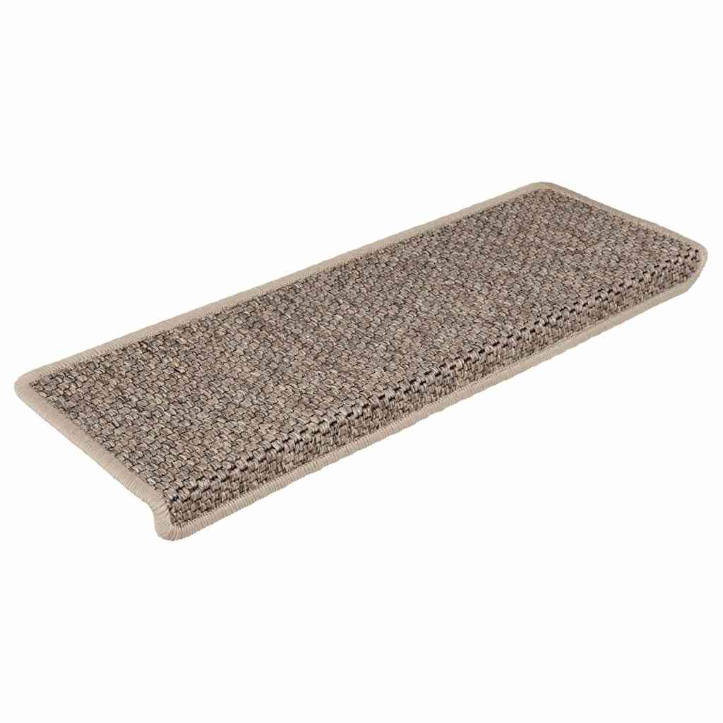 Stair Mats Self-adhesive Sisal-Look 15 pcs 65x21x4cm Dark Beige
