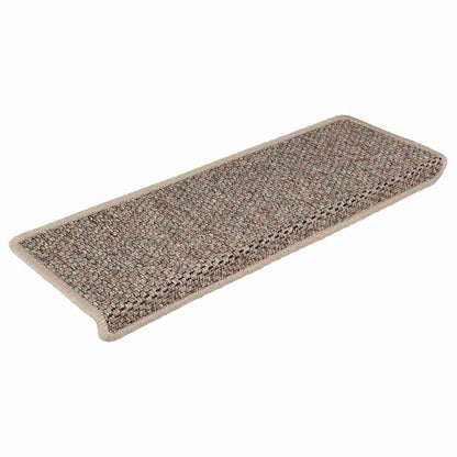 Stair Mats Self-adhesive Sisal-Look 15 pcs 65x21x4cm Dark Beige