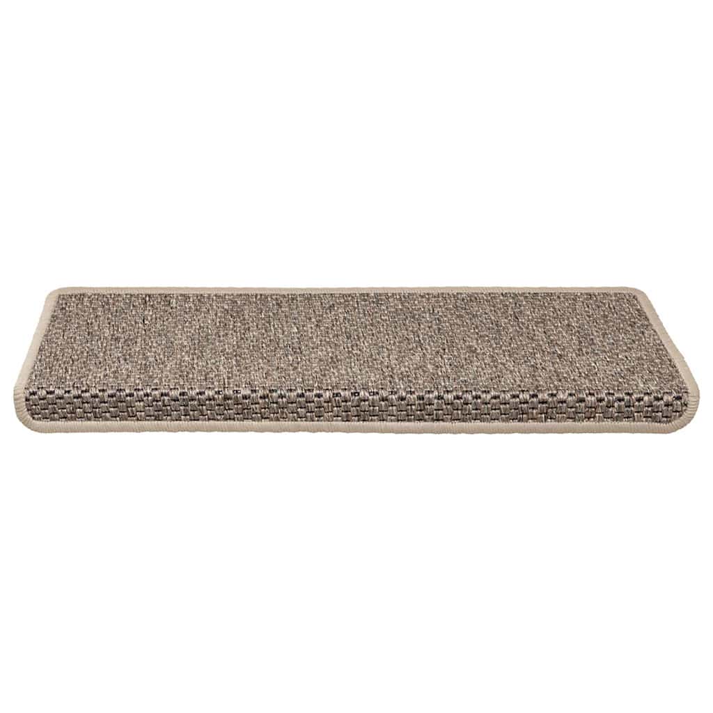 Stair Mats Self-adhesive Sisal-Look 15 pcs 65x21x4cm Dark Beige