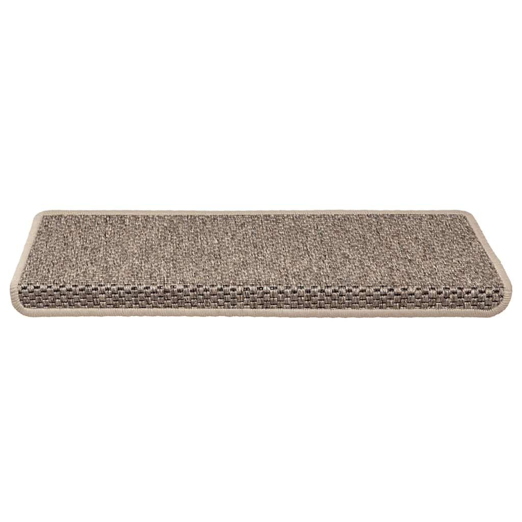 Stair Mats Self-adhesive Sisal-Look 15 pcs 65x21x4 cm Dark Beige
