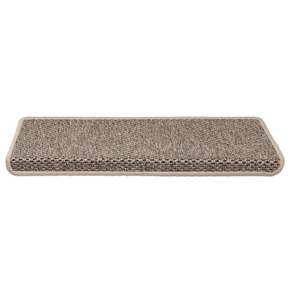 Stair Mats Self-adhesive Sisal-Look 15 pcs 65x21x4 cm Dark Beige