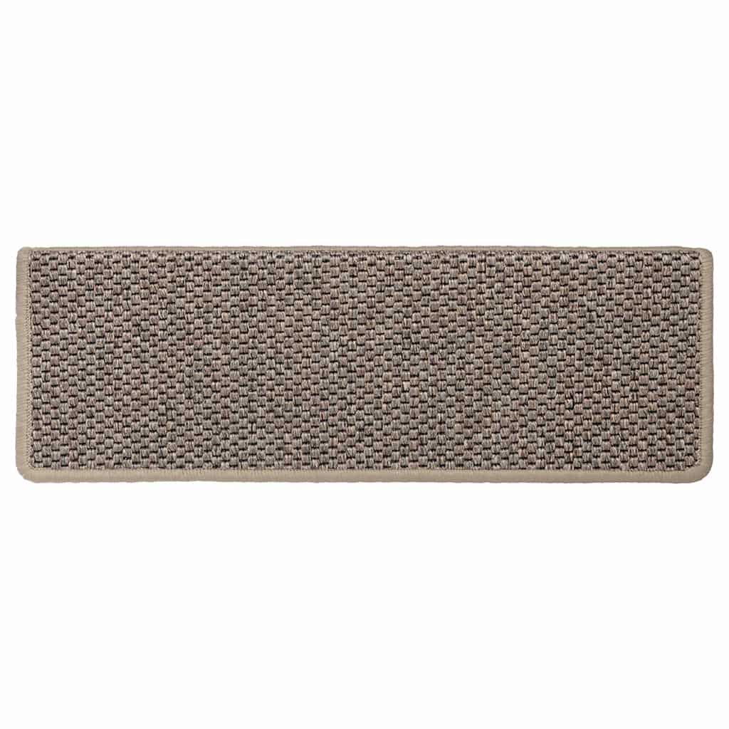 Stair Mats Self-adhesive Sisal-Look 15 pcs 65x21x4cm Dark Beige