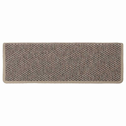 Stair Mats Self-adhesive Sisal-Look 15 pcs 65x21x4cm Dark Beige
