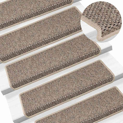 Stair Mats Self-adhesive Sisal-Look 15 pcs 65x21x4cm Dark Beige