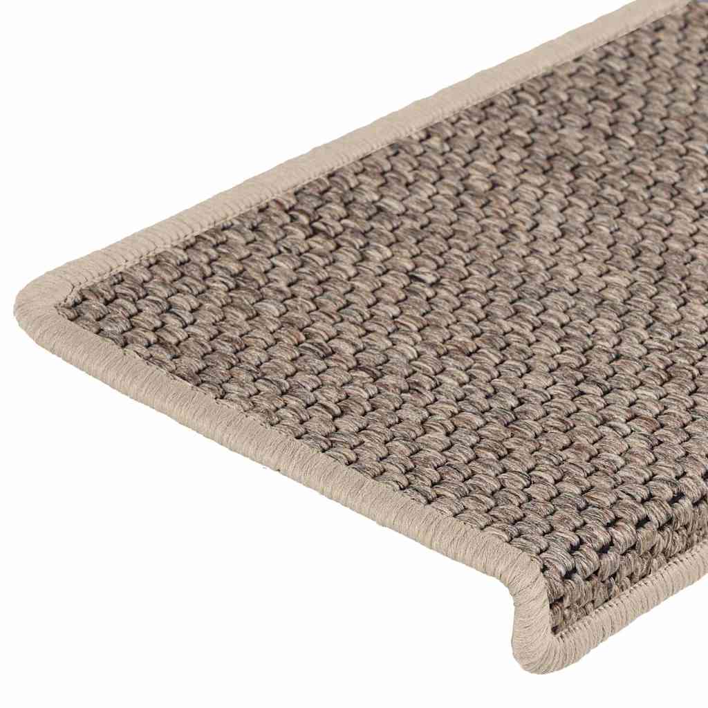 Stair Mats Self-adhesive Sisal-Look 15 pcs 65x21x4cm Dark Beige