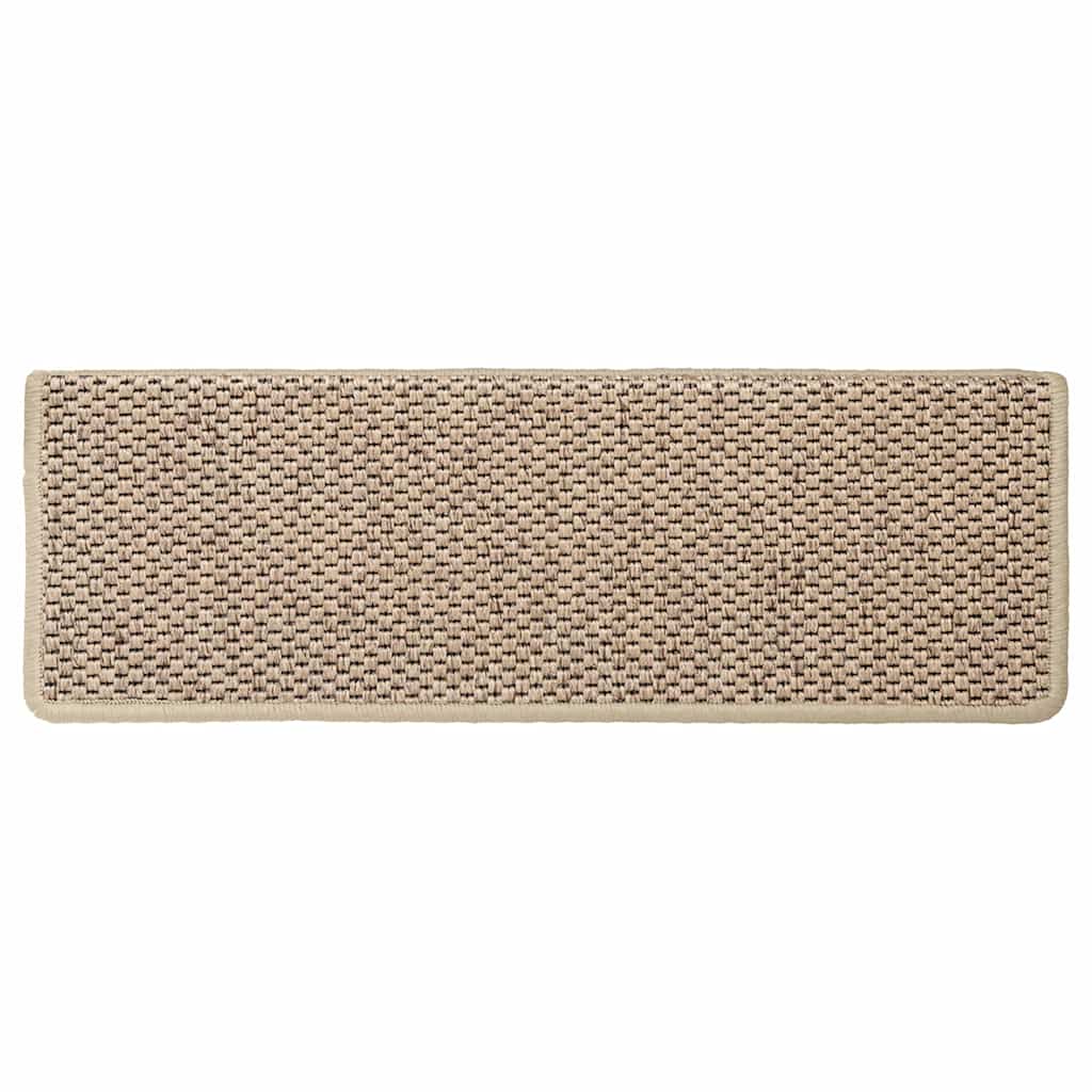 Stair Mats Self-adhesive Sisal-Look 15 pcs 65x21x4 cm Sand