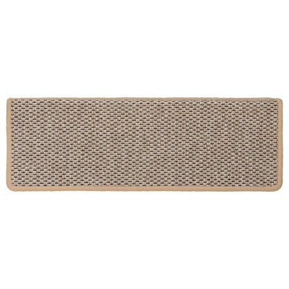 Stair Mats Self-adhesive Sisal-Look 15 pcs 65x21x4 cm Light Beige