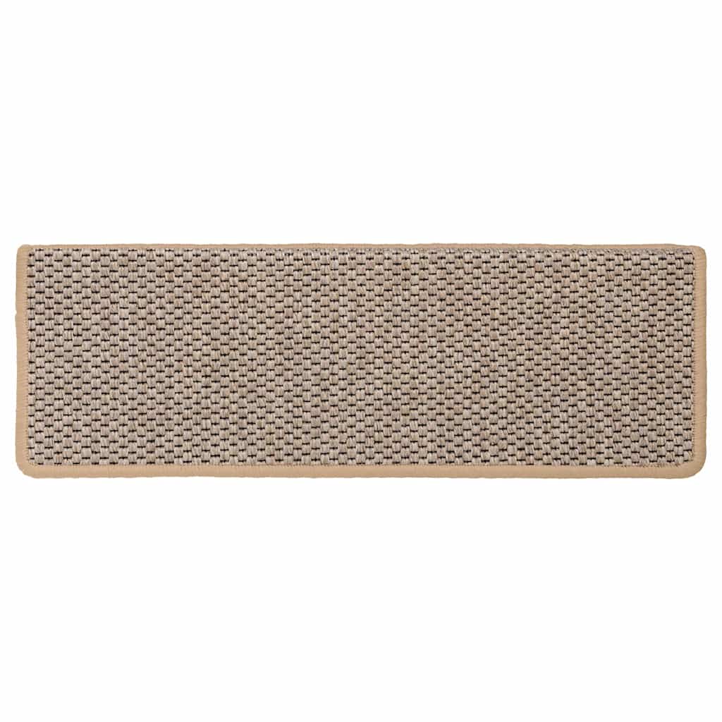 Stair Mats Self-adhesive Sisal-Look 15pcs 65x21x4cm Light Beige