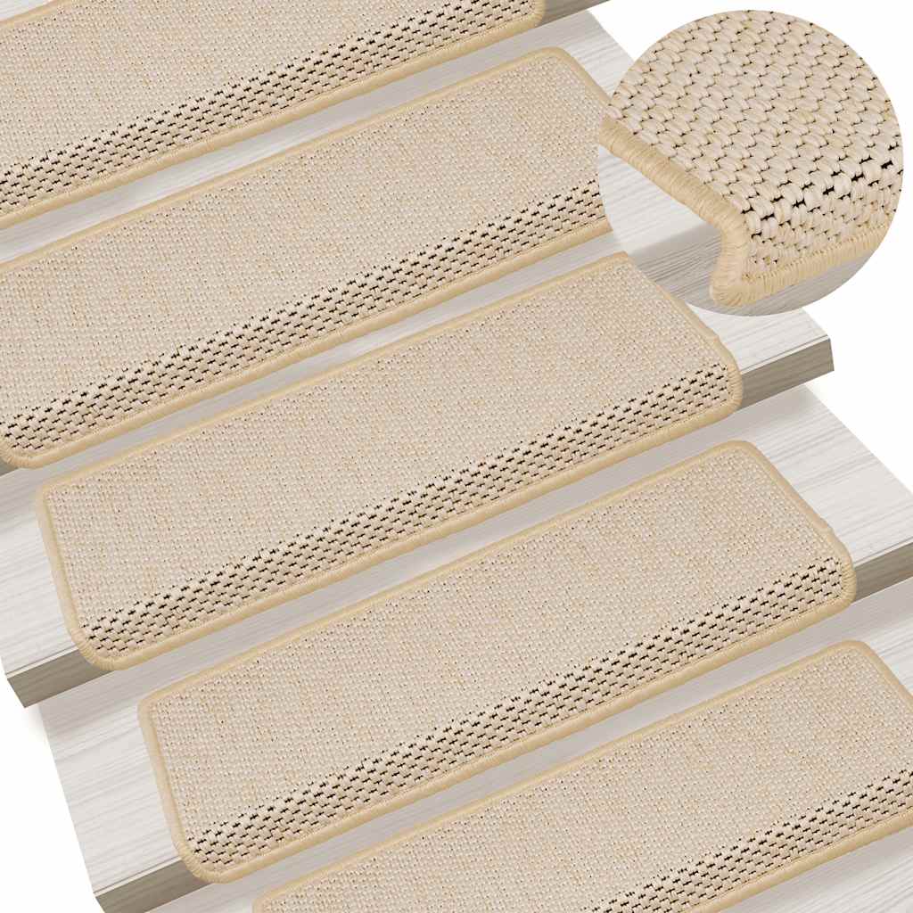 Stair Mats Self-adhesive Sisal-Look 15 pcs 65x21x4 cm Berber