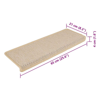 Stair Mats Self-adhesive Sisal-Look 15 pcs 65x21x4 cm Berber
