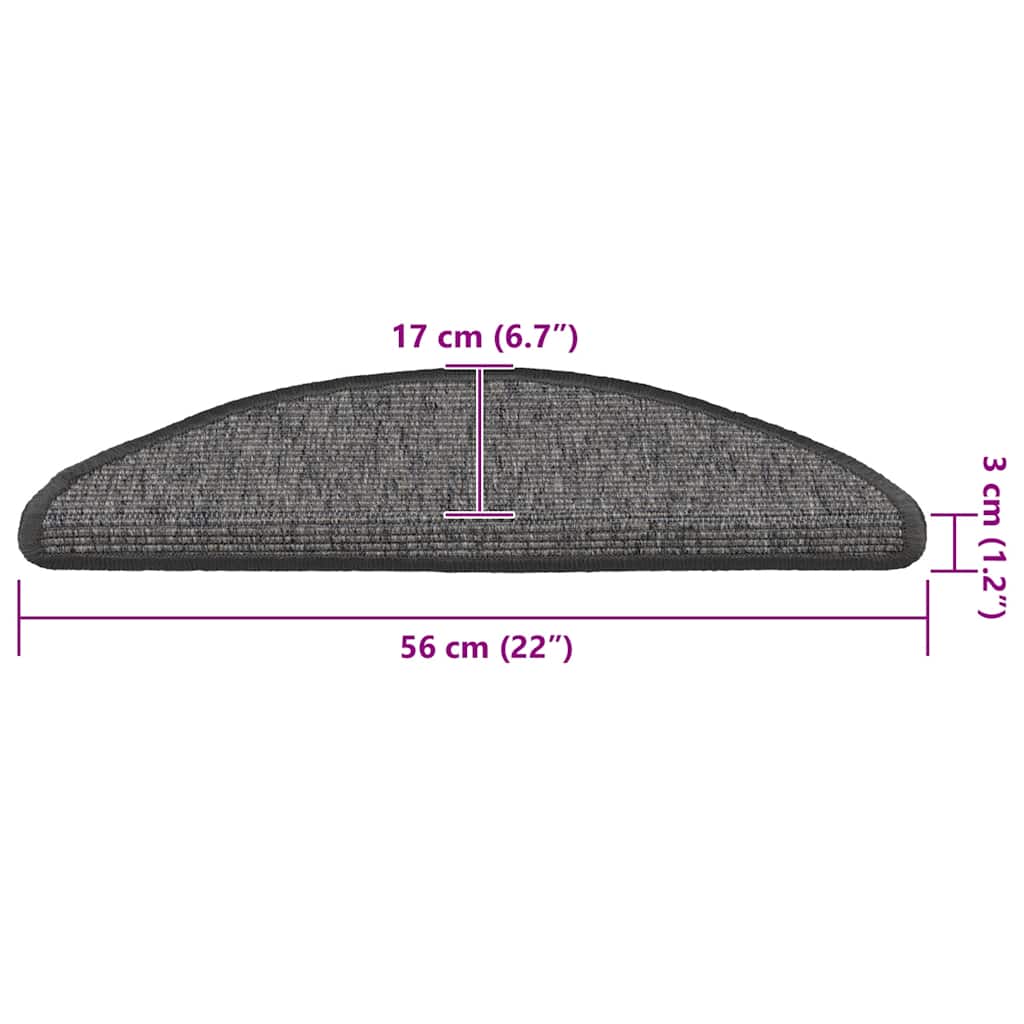 Stair Mats 15 pcs 56x17x3 cm Beige and Grey Half Round