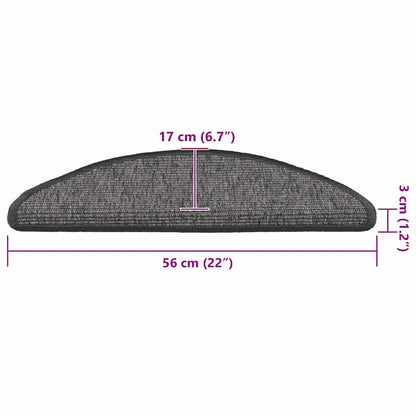 Stair Mats 15 pcs 56x17x3 cm Beige and Grey Half Round