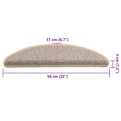 Stair Mats 15 pcs 56x17x3 cm Silver Half Round