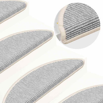 Stair Mats 15 pcs 56x17x3 cm Silver Half Round