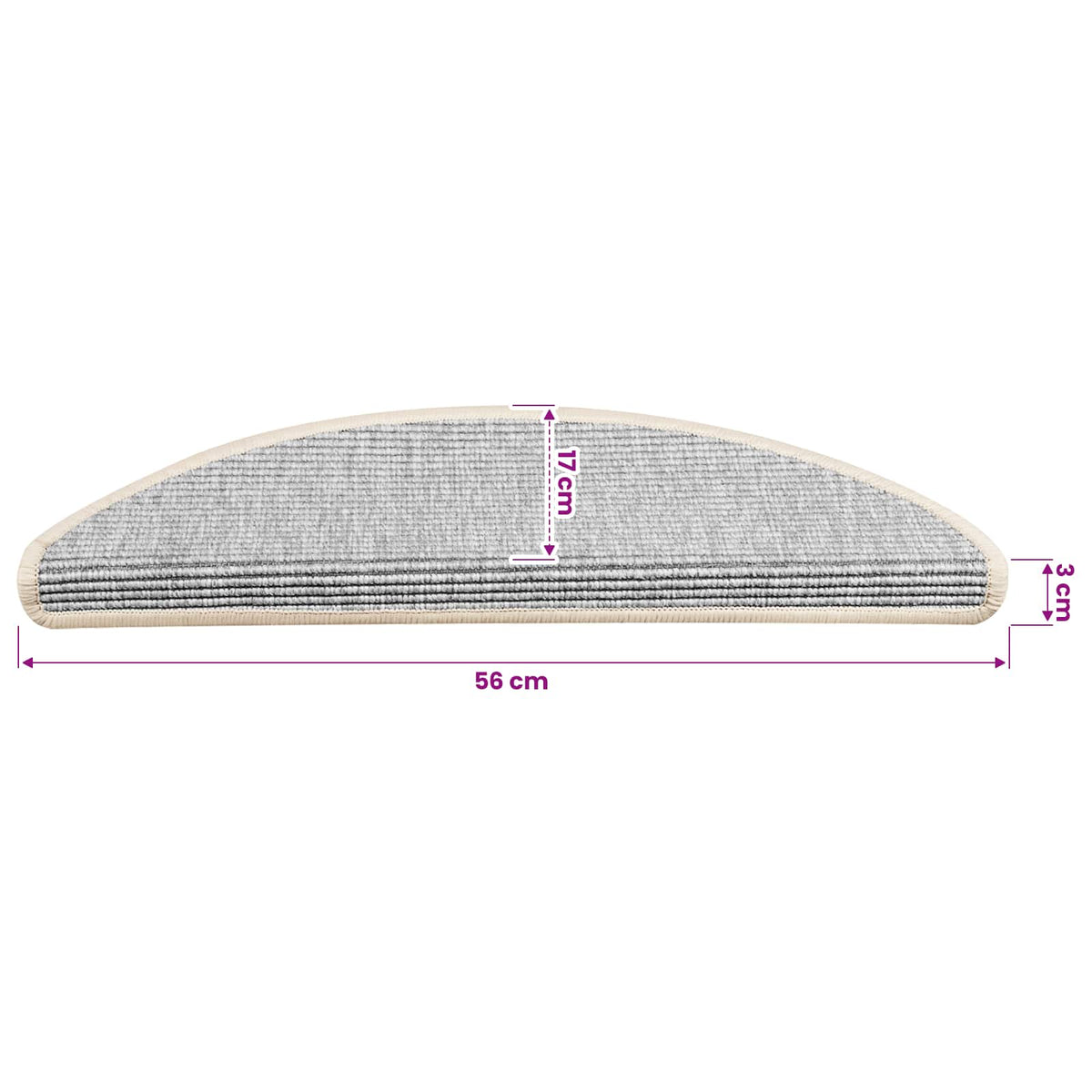 Stair Mats 15 pcs 56x17x3 cm Silver Half Round