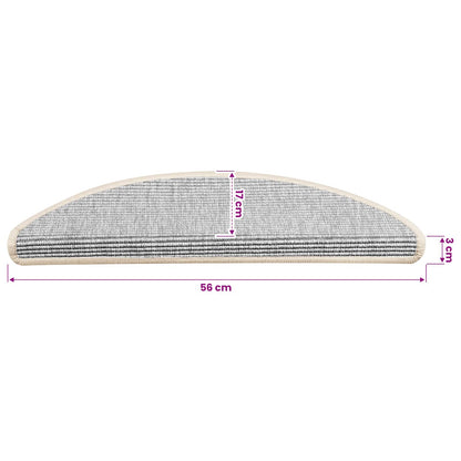 Stair Mats 15 pcs 56x17x3 cm Silver Half Round
