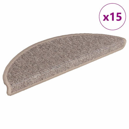 Stair Mats 15 pcs 56x17x3 cm Dark Beige Half Round