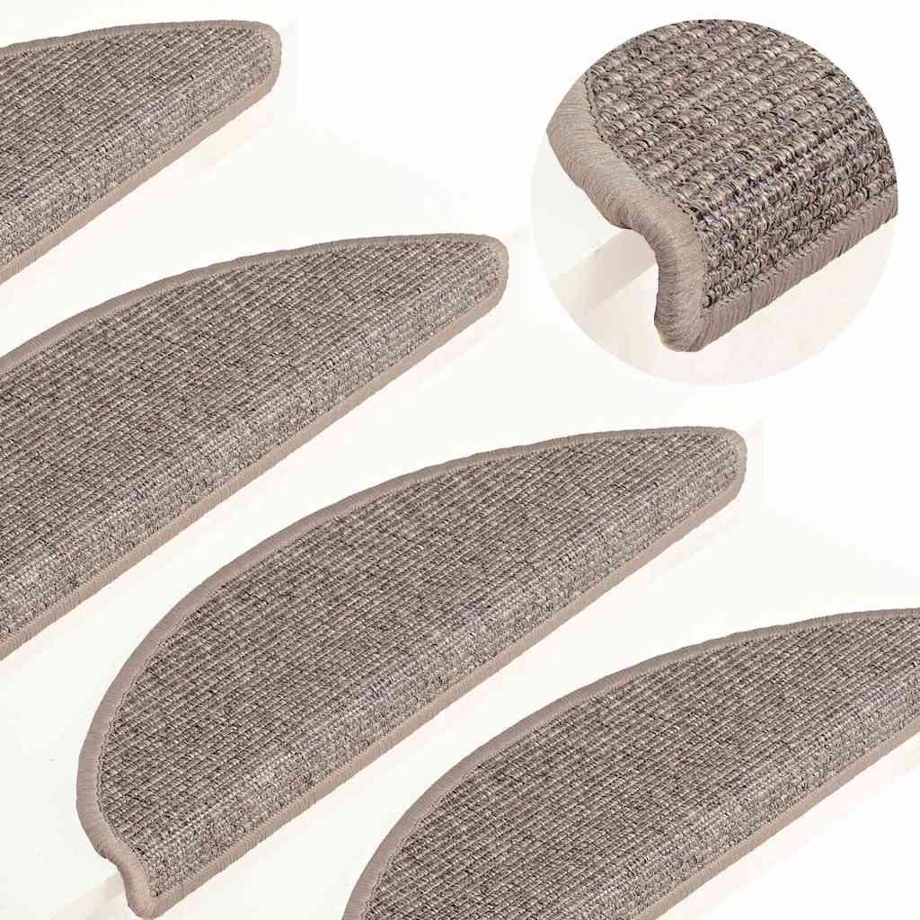 Stair Mats 15 pcs 56x17x3 cm Dark Beige Half Round