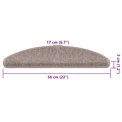 Stair Mats 15 pcs 56x17x3 cm Dark Beige Half Round