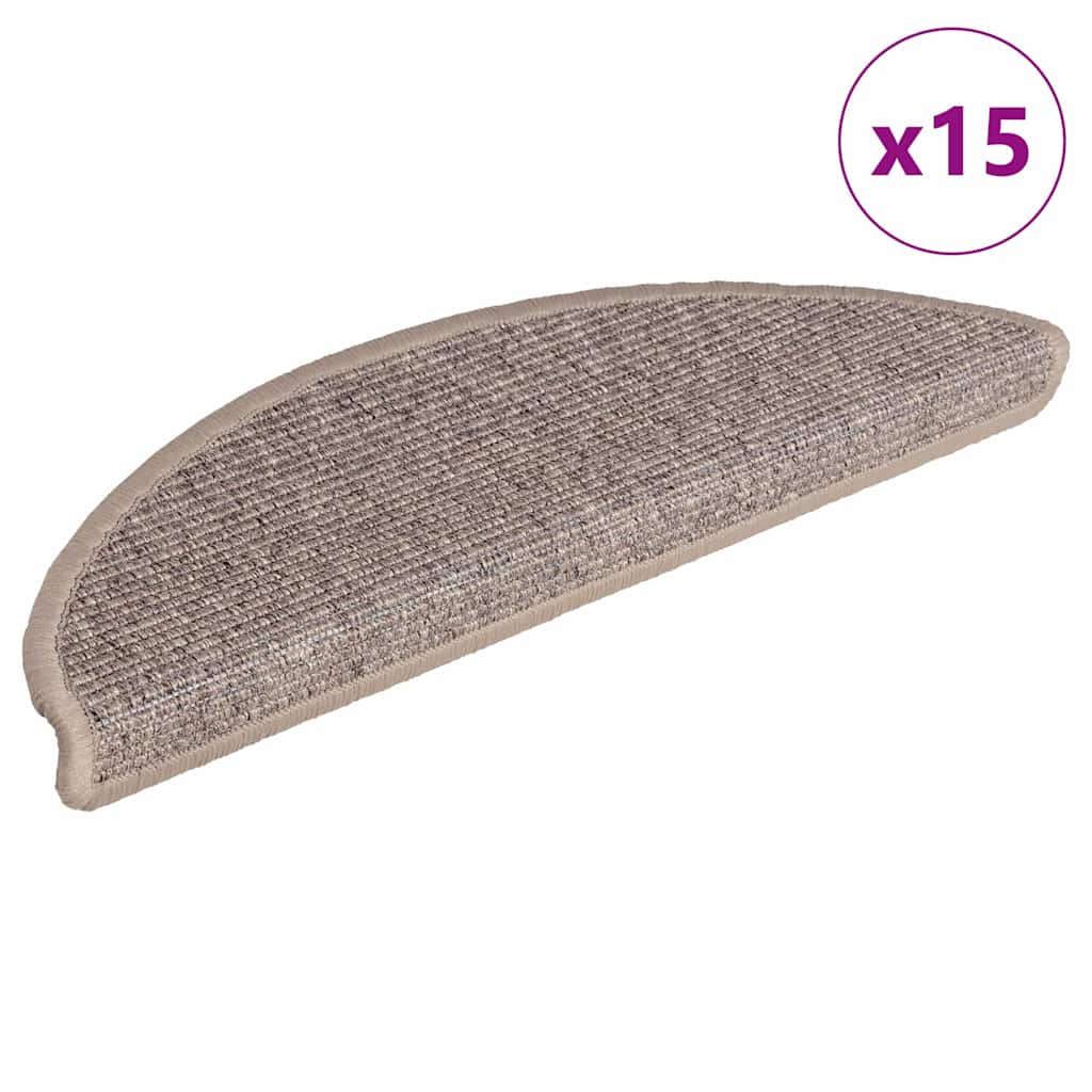 Stair Mats 15 pcs 56x17x3 cm Dark Beige Half Round
