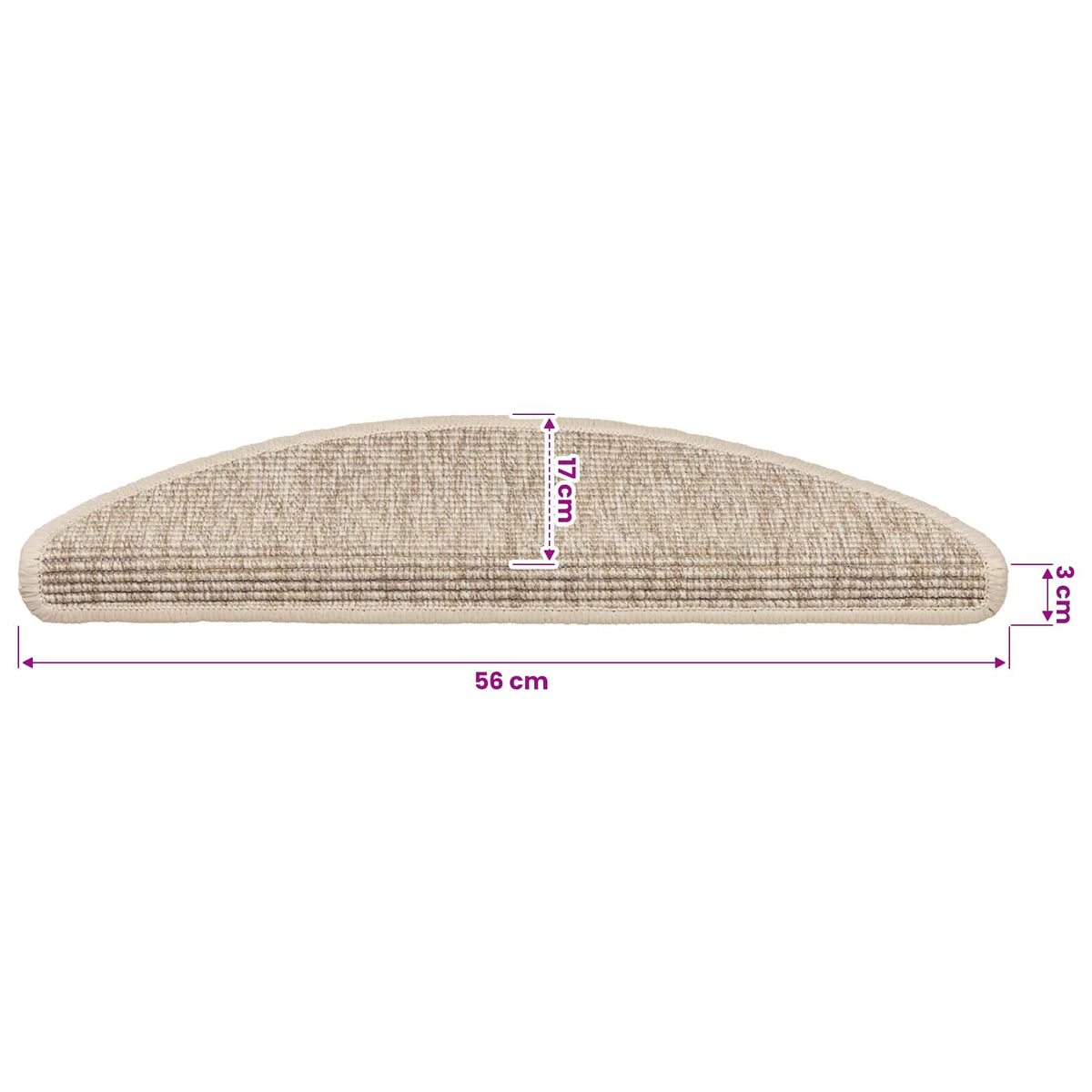 Stair Mats 15 pcs 56x17x3 cm Light Beige Half Round