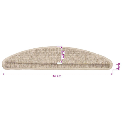Stair Mats 15 pcs 56x17x3 cm Light Beige Half Round
