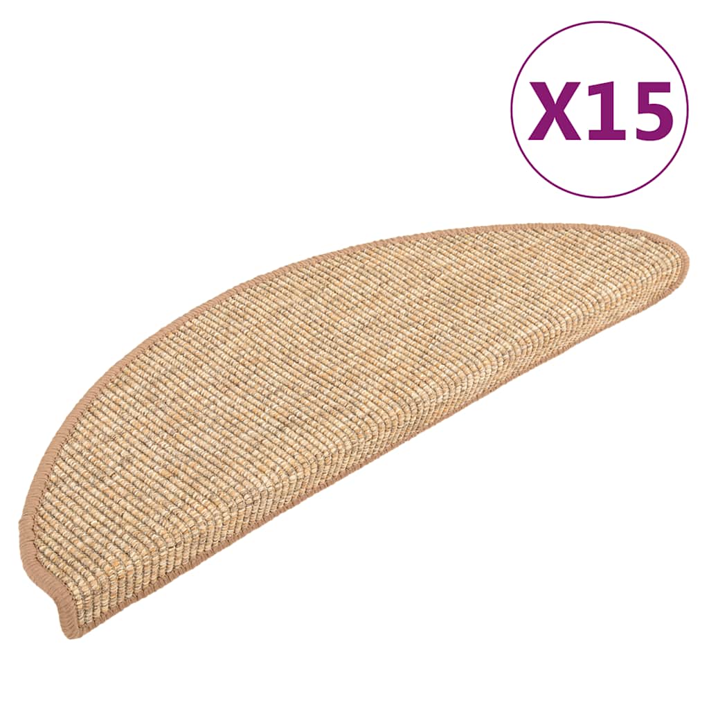 Stair Mats 15 pcs 56x17x3 cm Light Brown Half Round