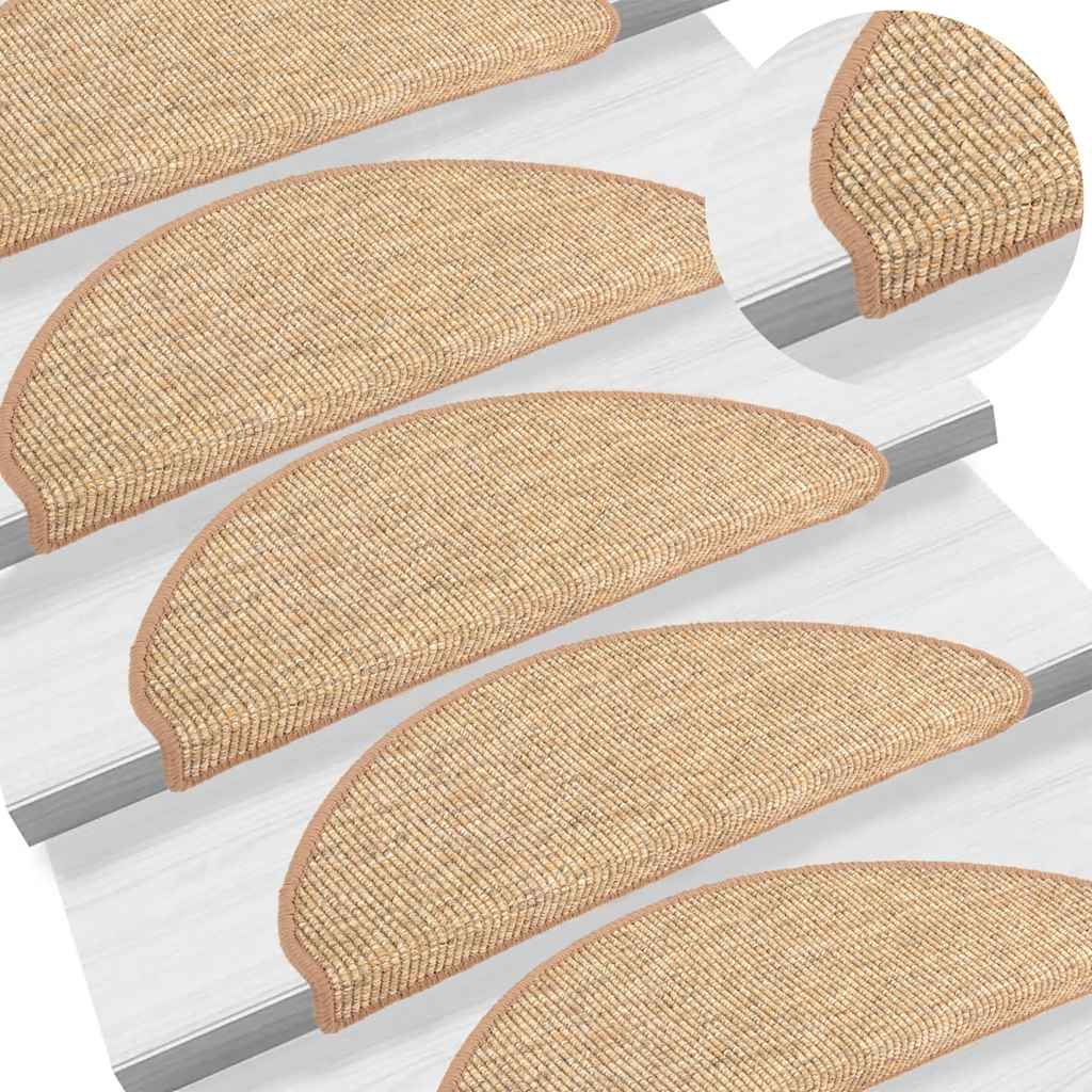 Stair Mats 15 pcs 56x17x3 cm Light Brown Half Round